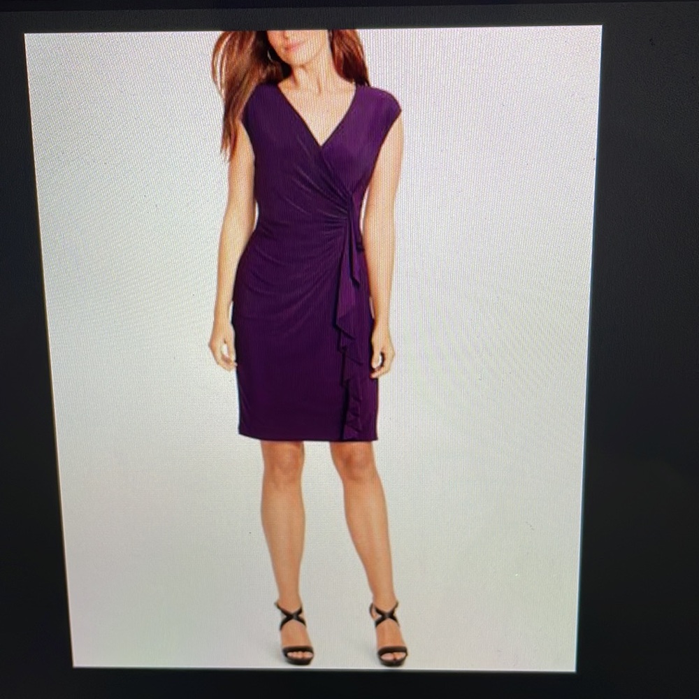 American Living Cap-Sleeve Ruffled Dress in purple